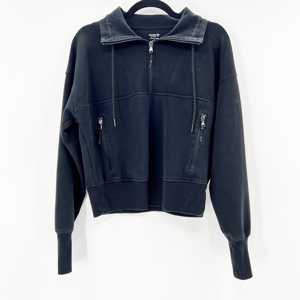 Old Navy Active quarter-zip Sweatshirt Medium Black Excellent - Picture 2 of 5